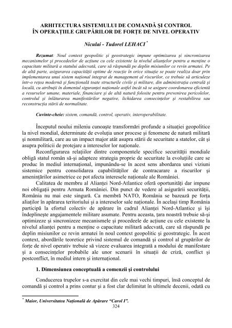 Vol. 1 - Centrul de Studii Strategice de Apărare şi Securitate ...