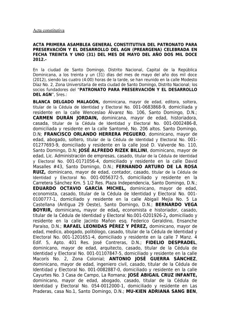 Acta Constitutiva - Archivo General de la Nación