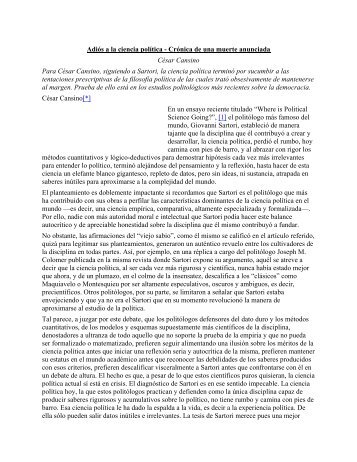 Adios a la ciencia politica.pdf - Insumisos