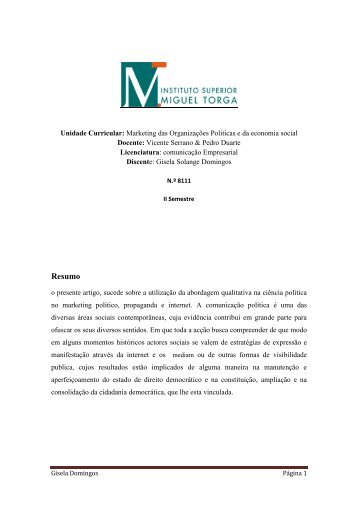 Marketing das Organizações Politicas e da Economia Social