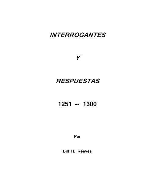 I y R 1251-1300 - Bill H. Reeves enseña