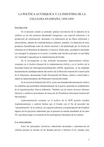 la política autárquica y la industria de la celulosa en españa, 1939 ...