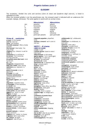 Progetto italiano Junior 3 GLOSSARY - Edilingua