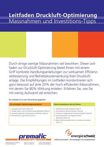 Leitfaden Druckluft-Optimierung Massnahmen und Investitions-Tipps