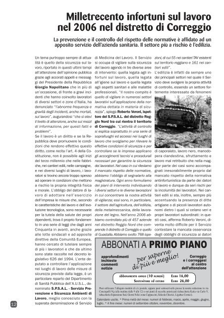 Primo Piano di aprile 2007 - Circolo di Correggio