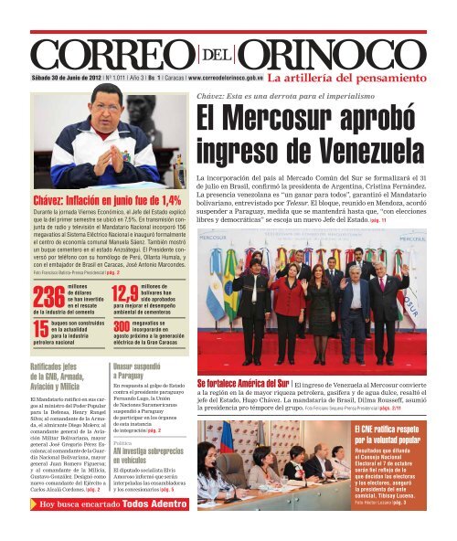 El Mercosur aprobó ingreso de Venezuela - Correo del Orinoco