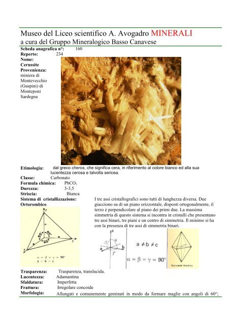 Cerussite Carbonato scheda n 160.pdf - Autistici