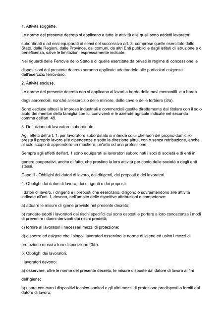 D.P.R. 19 marzo 1956, n. 303. Norme generali per l'igiene del lavoro ...