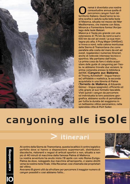 ambiente > tecnica > itinerari - Associazione Italiana Canyoning