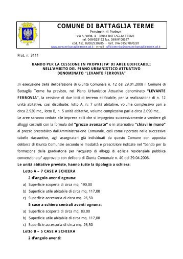 COMUNE DI BATTAGLIA TERME - BANDI REGIONE VENETO