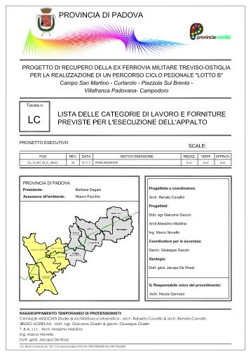 lista categorie per offerta prezzi unitari - Provincia di Padova