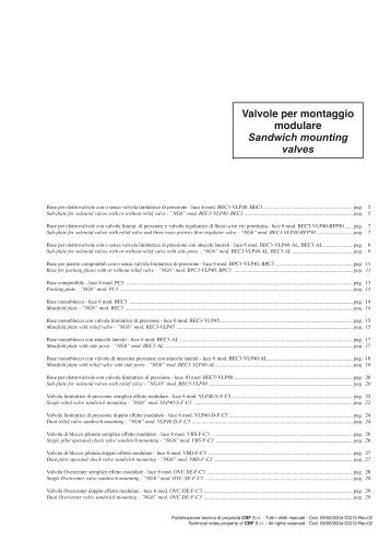 Valvole per montaggio modulare Sandwich mounting valves