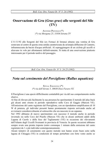 Osservazione di Gru (Grus grus) alle sergenti del Sile - Ornitologia ...