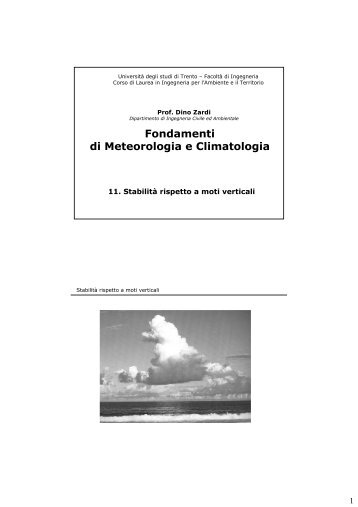 Fondamenti di Meteorologia e Climatologia - Facoltà di Ingegneria ...