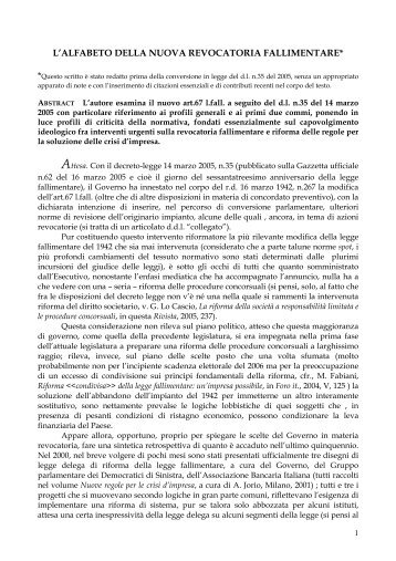 l'alfabeto della nuova revocatoria fallimentare - ANF Verona