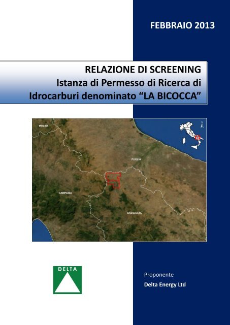 RELAZIONE DI SCREENING Istanza di Permesso ... - Comune di Melfi