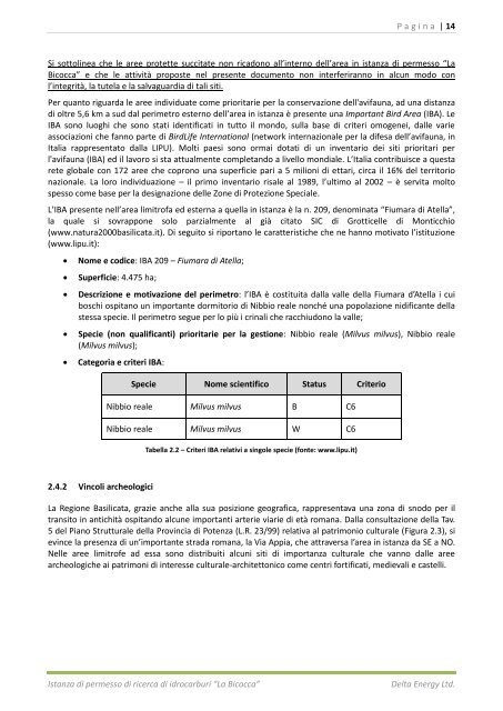 RELAZIONE DI SCREENING Istanza di Permesso ... - Comune di Melfi