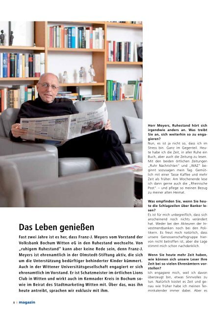 Archiv MITGLIEDERmagazin 2.2011 - Volksbank Bochum Witten eG