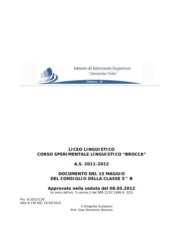 Documento 15 maggio VB Liceo linguistico Ghilarza - Isisghilarza.It