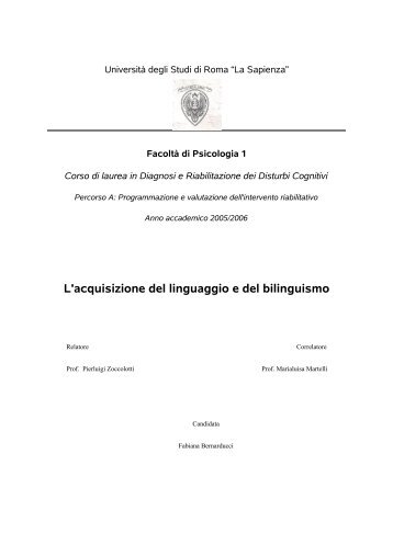 L'acquisizione del linguaggio e del bilinguismo - Dinisio.net