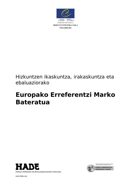 Hizkuntzen Europako Erreferentzia Marko Bateratuari buruzko ...