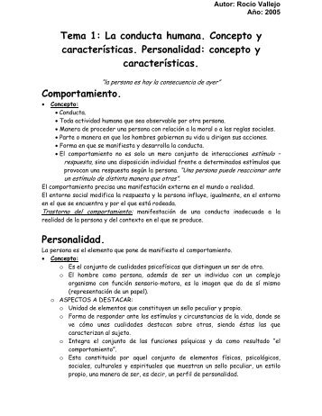 Tema 1: La conducta humana. Concepto y características - Centro ...