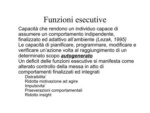 Sindrome prefrontale dorsolaterale (tipo ... - SognoPsicologia