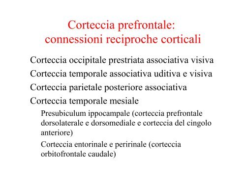 Sindrome prefrontale dorsolaterale (tipo ... - SognoPsicologia