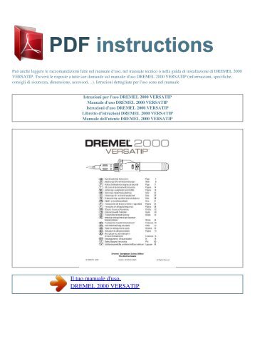 Istruzioni per l'uso DREMEL 2000 VERSATIP - ISTRUZIONI PDF