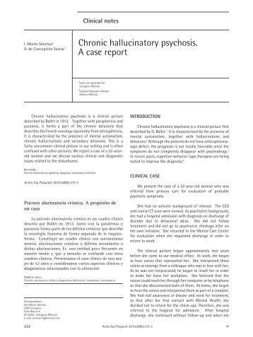 Chronic hallucinatory psychosis. A case report - Actas Españolas de ...