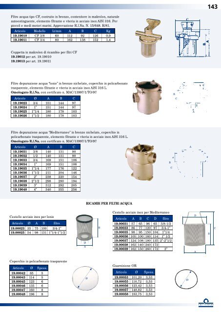 Articolo Modello Lt/min ABC Kg 19.19010 CF 3/8 60 112 92 126 0,9 ...