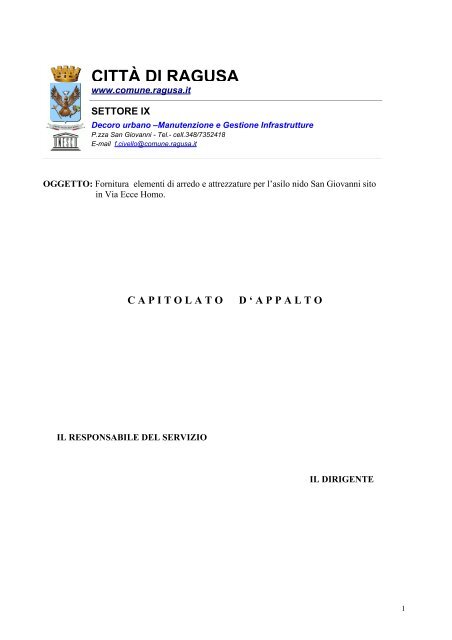 capitolato arredo.pdf - Comune di Ragusa