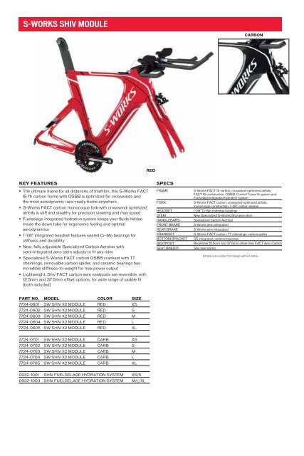 classified info on back - Specialized Bicycles