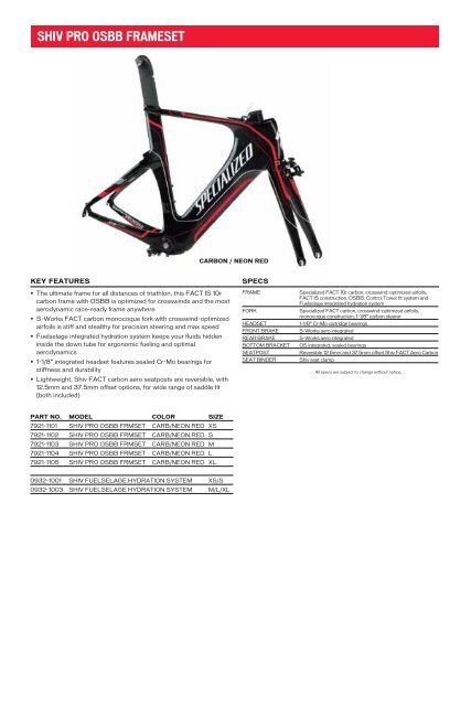 classified info on back - Specialized Bicycles