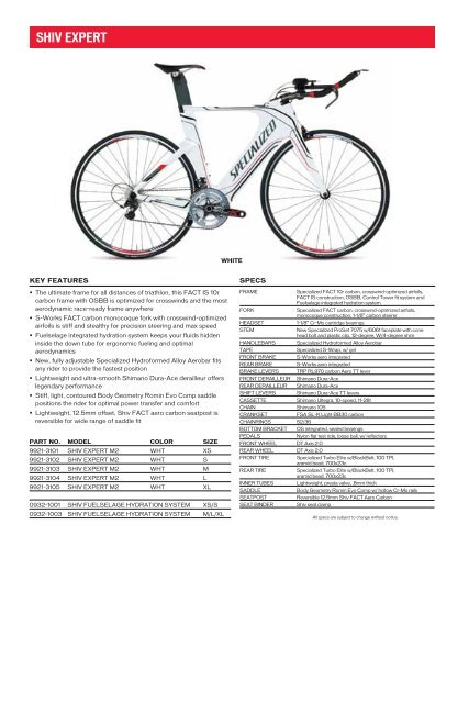 classified info on back - Specialized Bicycles