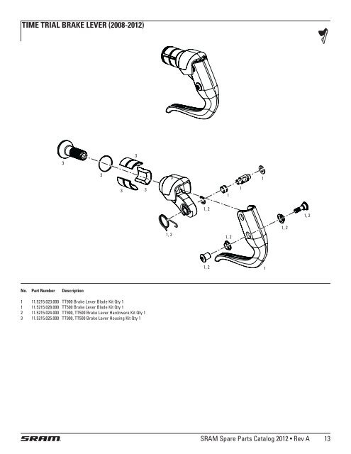Spare Parts Catalog - 2012 - Sram