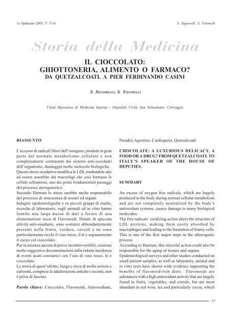 il cioccolato - Ordine dei Medici Chirurghi e degli Odontoiatri