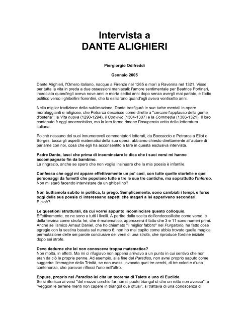 Intervista a DANTE ALIGHIERI - Piergiorgio Odifreddi