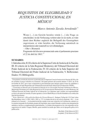 REQUISITOS DE ELEGIBILIDAD Y JUSTICIA CONSTITUCIONAL EN MÉXICO