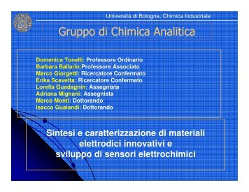 Università di Bologna Facoltà di Chimica Industriale