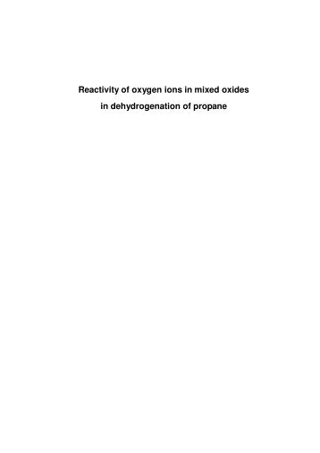 Reactivity of oxygen ions in mixed oxides in dehydrogenation of ...