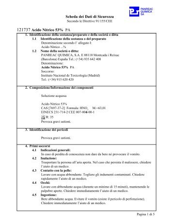 Scheda dei Dati di Sicurezza 121737 Acido Nitrico 53% PA - Zetalab.it