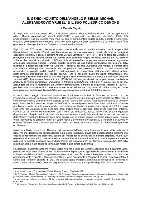 michail aleksandrovič vrubel' e il suo poliedrico demone