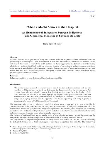 When a Machi Arrives at the Hospital - Antrocom, Online Journal of ...