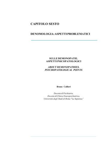 Sulle demonopatie. Aspetti psicopatologoci - Cultura & Libri