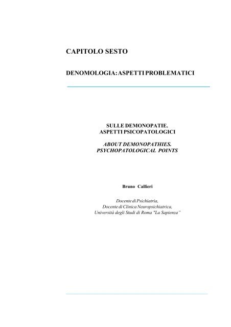 Sulle demonopatie. Aspetti psicopatologoci - Cultura & Libri