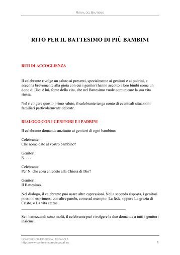 rito per il battesimo di più bambini - Conferencia Episcopal Española