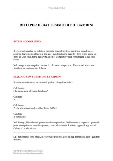 rito per il battesimo di più bambini - Conferencia Episcopal Española