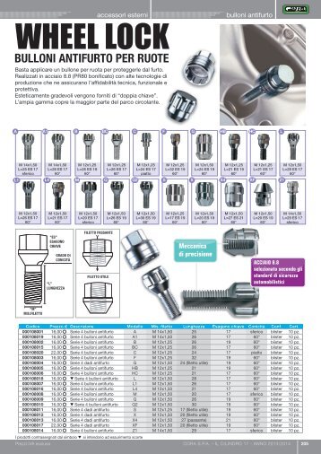 bulloni antifurto per ruote - DbWeb - Co.ra SpA - Cora
