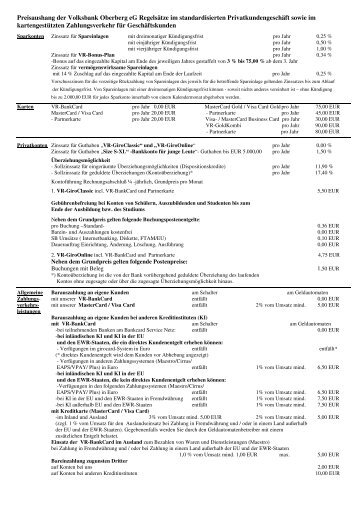 Preisaushang 03.01.13 - Volksbank Oberberg eG